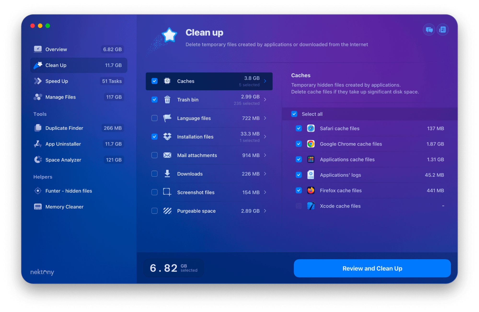 maccleaner pro clean up caches